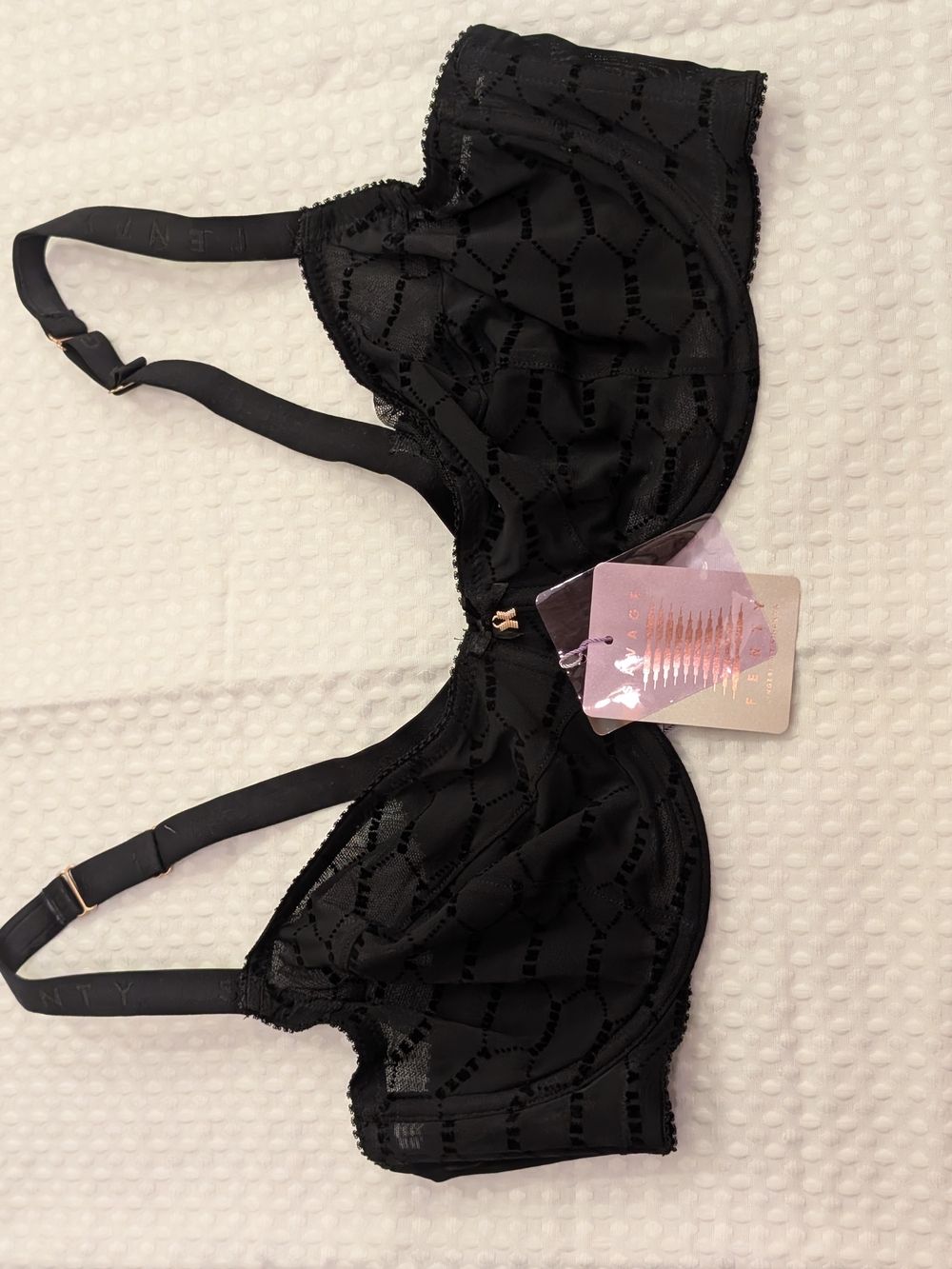 Savage X Fenty Black Lace Underwire Unlined Bra Size 42DD